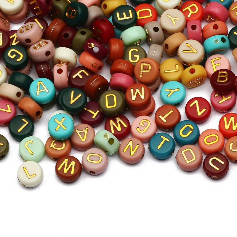 Mélange de perles en acrylique rondes, plates et amples, perles de l'alphabet pour la fabrication de bijoux, accessoires de Bracelet et de collier faits à la main