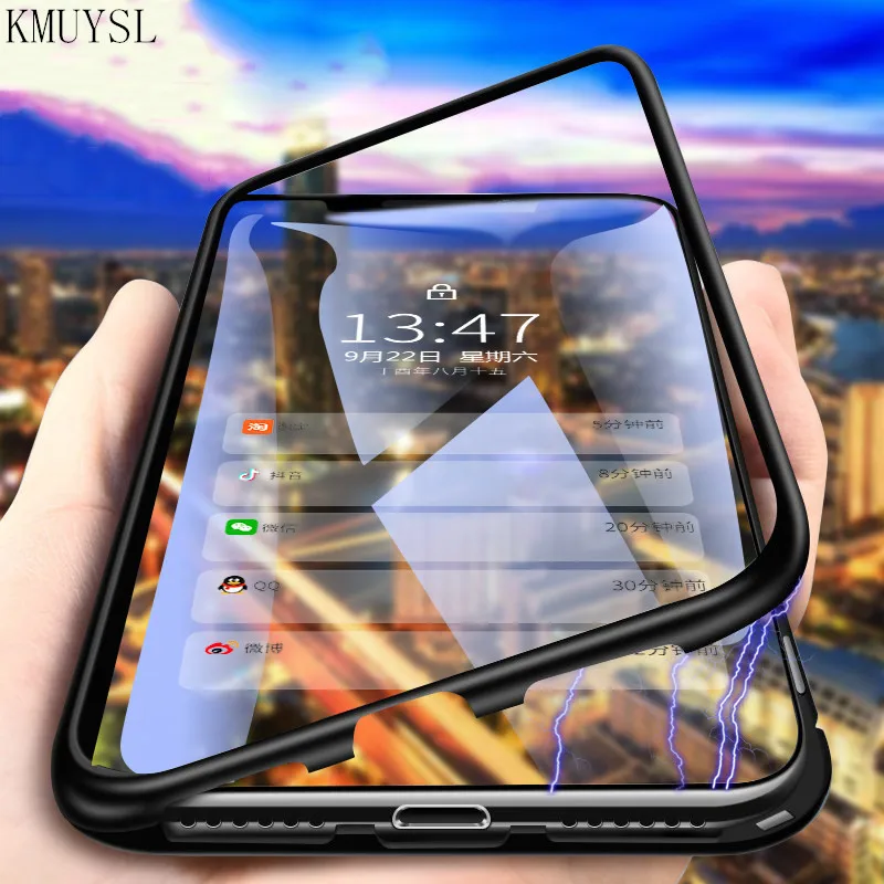 

Magnetic Adsorption Metal Phone Case For Huawei P20 P30 Mate 20 lite pro Y5 Y6 Y7 P Smart 2019 Honor 8X 10 Nova4 5i Magnet Cover