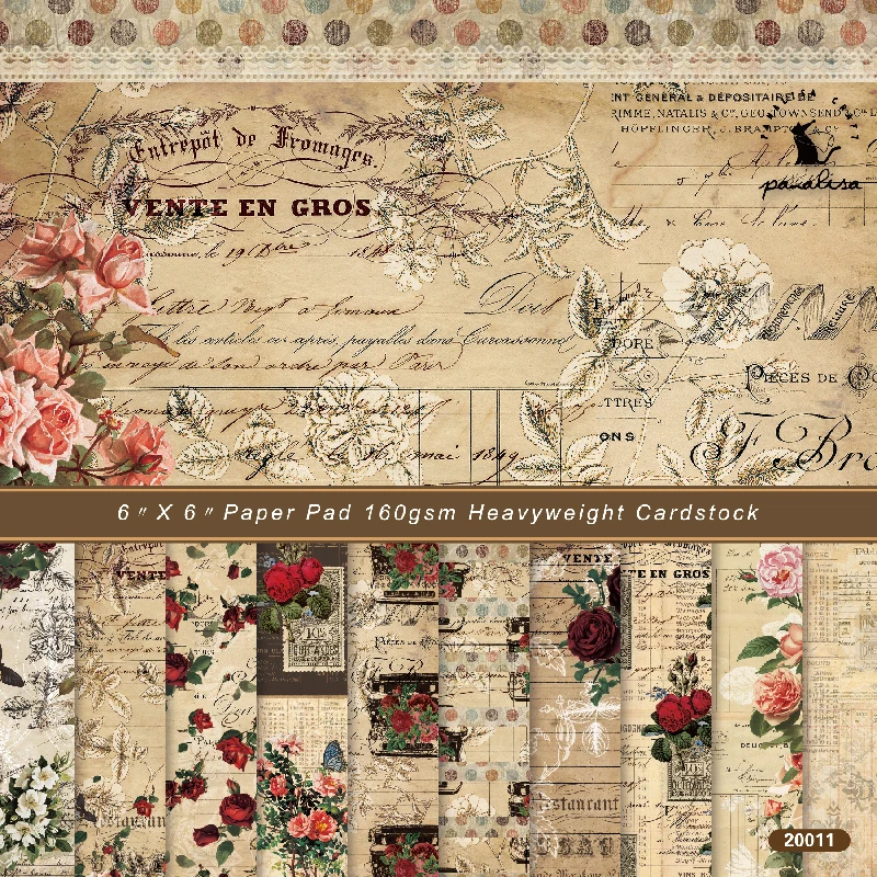 DIY Craft Paper Panalisacraft 24 sheets 6"X6" vintage patterned paper pad Scrapbooking paper pack handmade craft craft Background pad card
