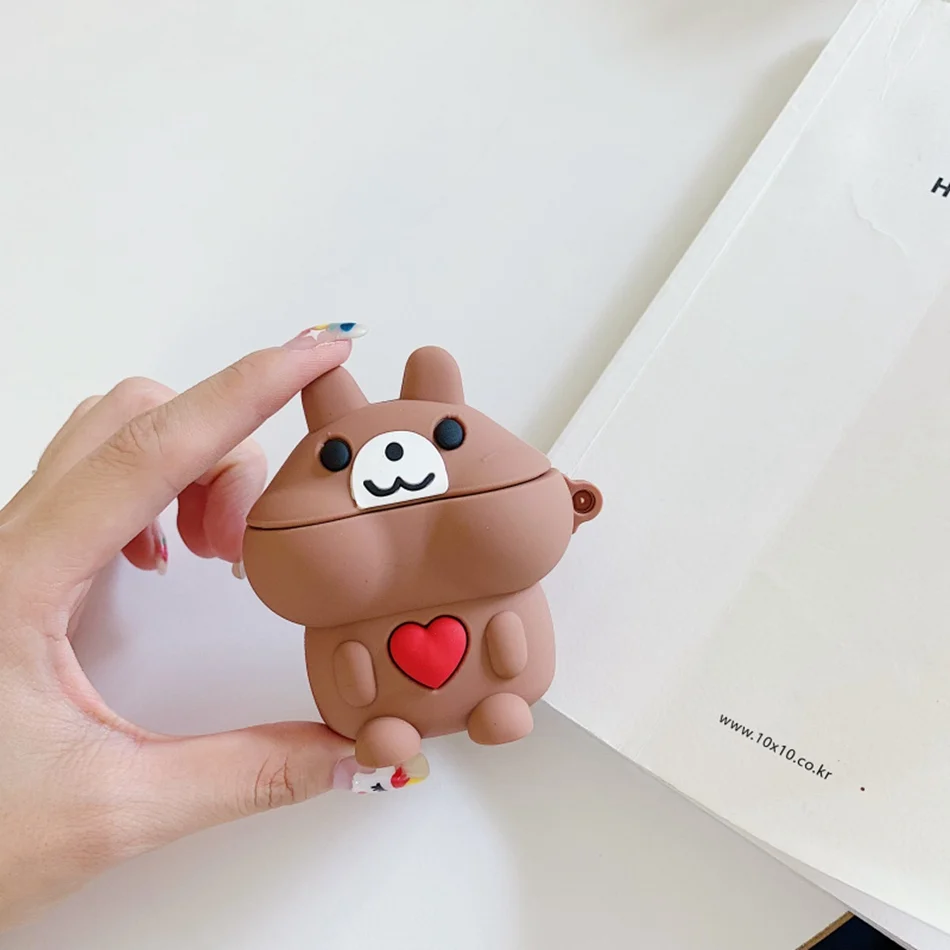 756K 3D чехол для наушников для AirPods, силиконовый чехол с милой акулой, медведем, собакой, чехол для Apple Air pods 2, чехол для наушников, кольцевой ремешок - Цвет: 756K