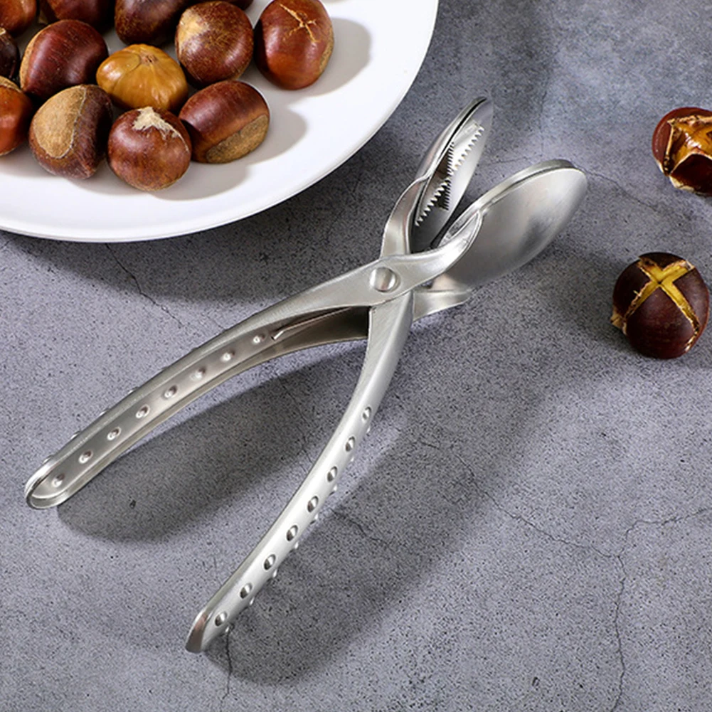 304 Stainless Steel NutCracker Opener 2 in 1 Quick Chestnut Clip Walnut Pliers Metal Nut Opener Kitchen Tools Cutter Gadgets