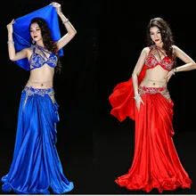 Предпродажа роскошный женский костюм для восточных танцев красный танец живота шоу одежда ручной работы с длинными крыльями рукав красный