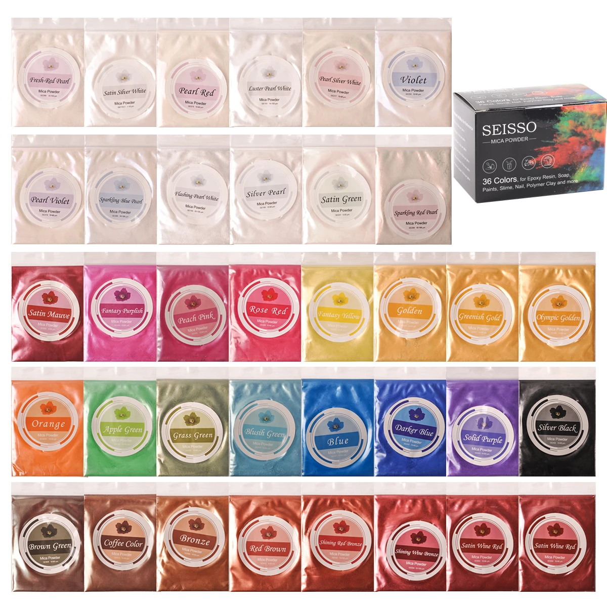 Soap Making 30 Color Pigments Shimmer Mica Powder Bath Bomb Dye