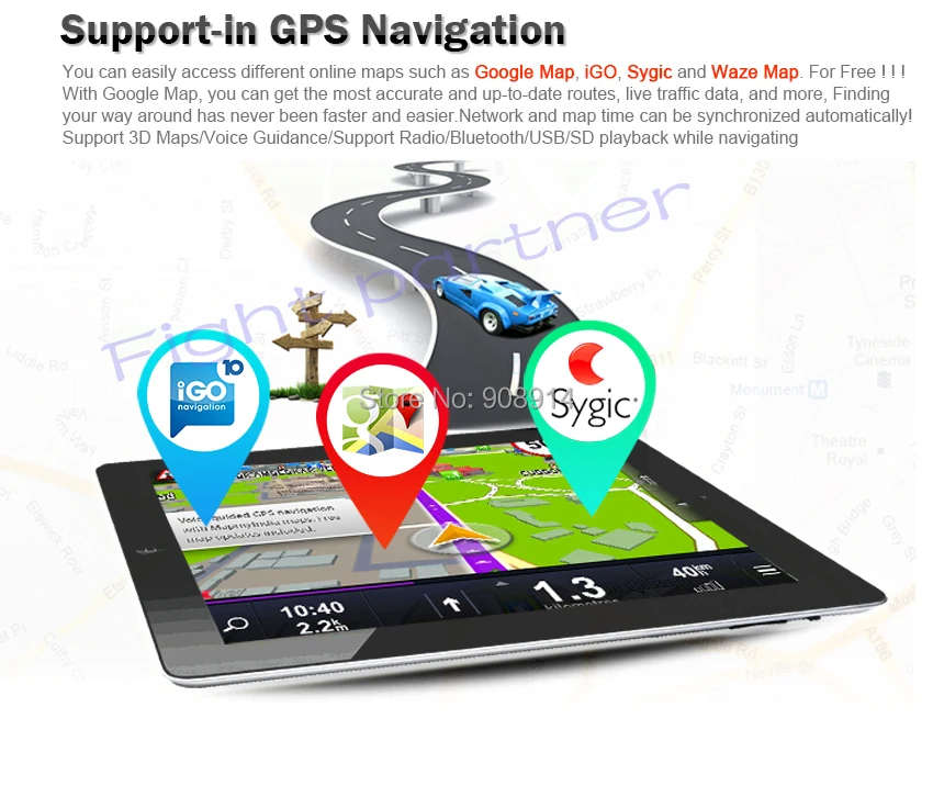Top Android 8.1 car gps for kia Sorento 2013 2014 dvd car dvd gps player 2 din car stereo player gps naviigation 3