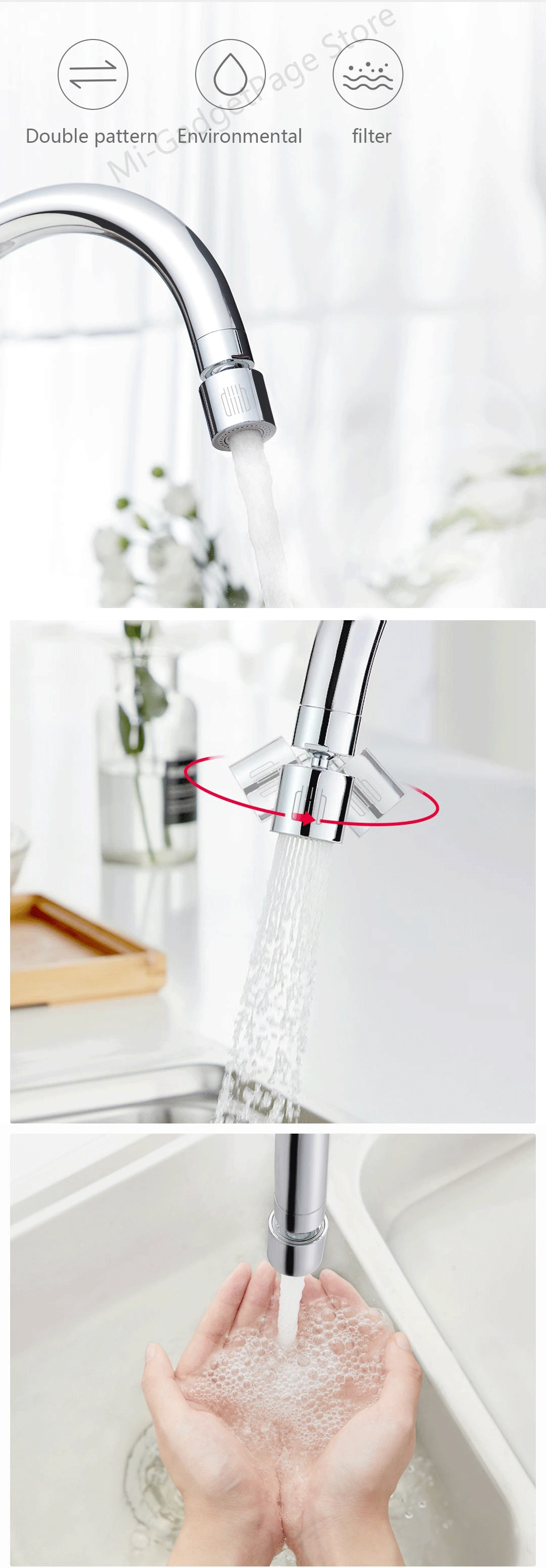 Xiaomi DABAI двойной функциональный смеситель bubbler кухонный аэратор фильтр для воды диффузор экономичная насадка аэратор для крана