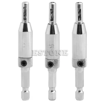 

3Pcs/Set HSS 5/64" 7/64" 9/64" Self Centering Door Hinge Twist Wood Drill Bits N1HF