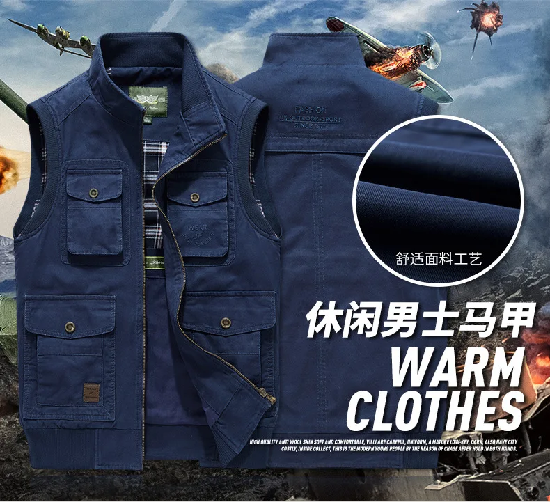 Middle-aged Men's Spring And Autumn Bags Waistcoat Thin Double-sided Wear Stand Collar Lard-bucket Business Pure Cotton Casual L