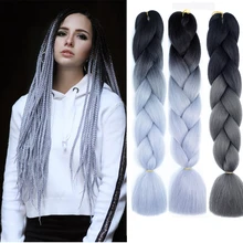 

Artificial Grey Synthetic Jumbo Braids 24Inch Hair Extension Braids White Ombre Braiding Hairs For Diy Box Senegal Hairstyle