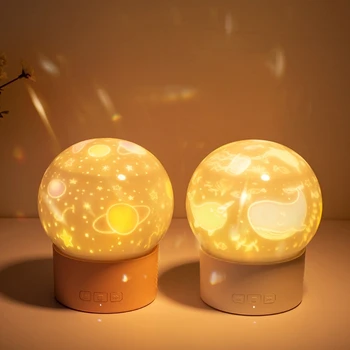 

2 in 1 Christmas Ball Projection Lamp USB Romantic 360 Degree Rotation Projector Night Light with 6 Films Music
