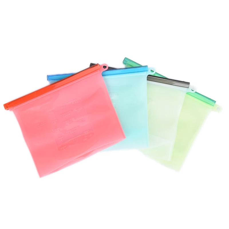 1pcs Silicone Bag 1000ml Storage Bag Refrigerator Fresh Bags Organization Reusable Silicone Food Bag Zero Waste Ziplock Food
