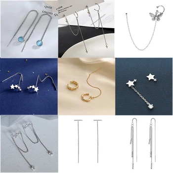 

Korean Star Long Drop Earring for Women Girls Fashion Jewelry Tassel Crystal Earring boucle d'oreille Cute Wedding Ear Brincos