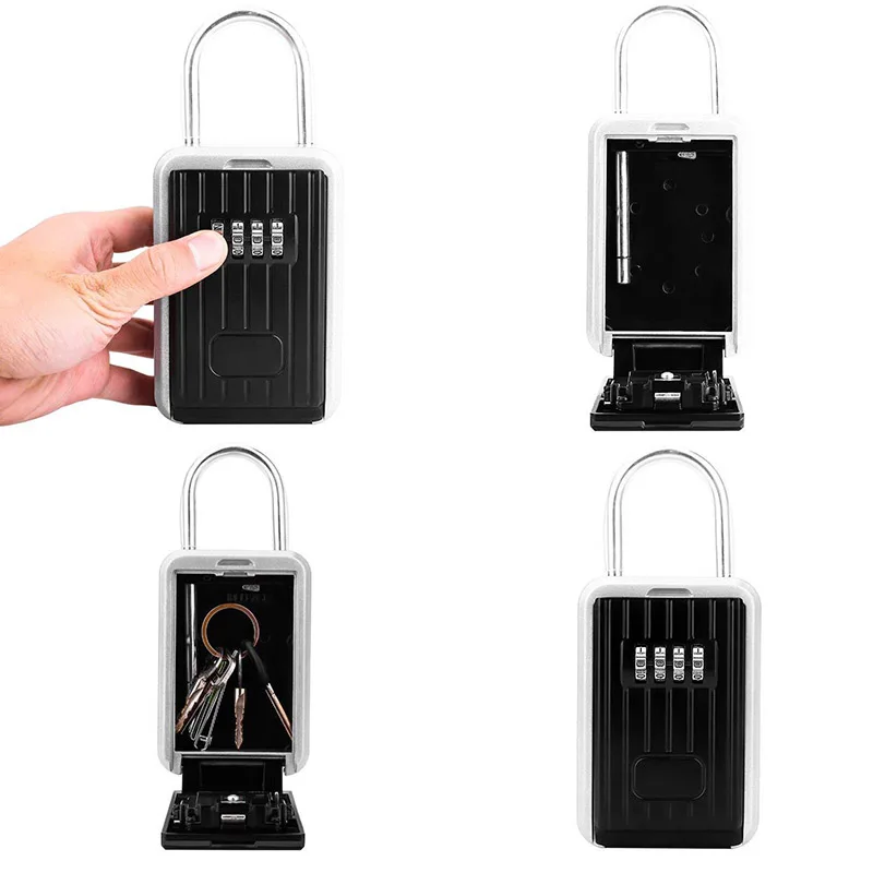 

Key Storage Lock Box with 4-Digit Combination Hanging Key Safe Box for Indoor Outdoor KQS8