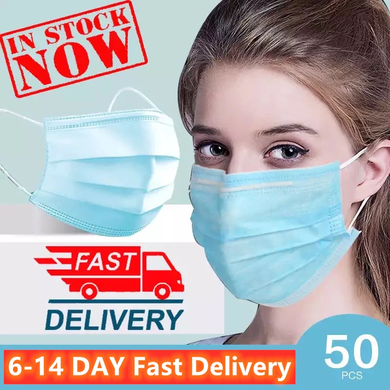 

100Pcs 3 Laye Mask dust protection Masks Disposable Face Masks Elastic Ear Loop Disposable Protective Safety Mask