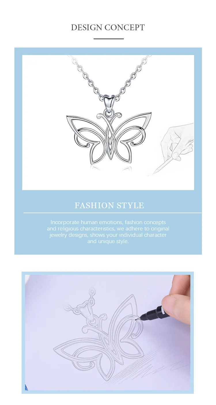 EUDORA New Sterling Silver Charming butterfly Pendant Necklace For Women High Quality Jewelry Happy Birthday Girl Gift D495