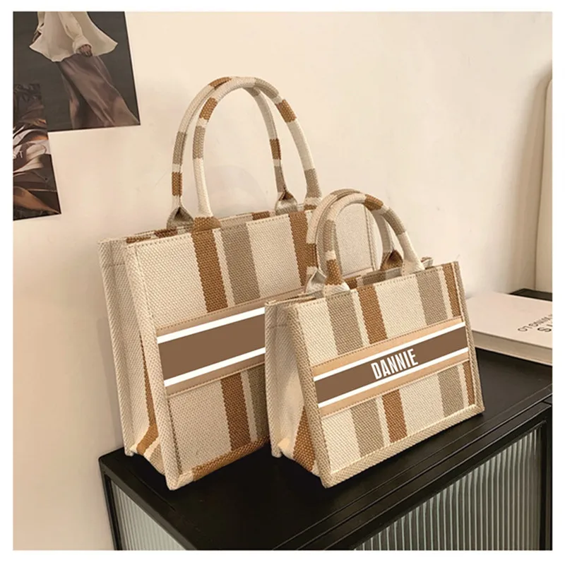 Luxury women's bags - Beige printed tote bag