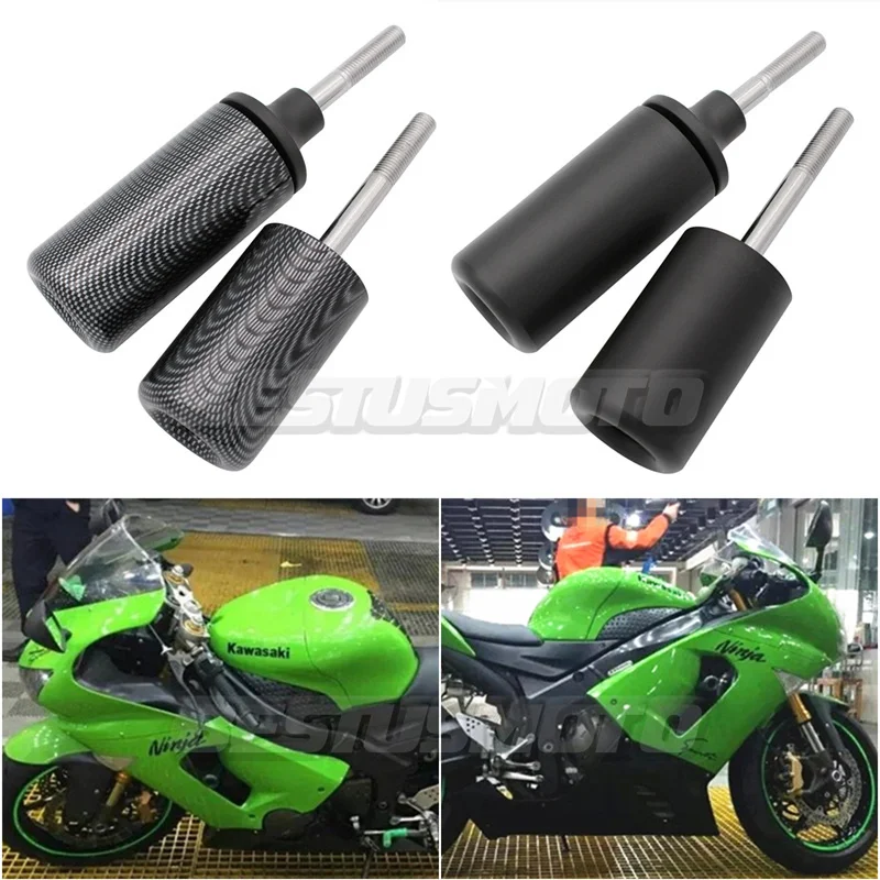 

Motorcycle Black&Carbon Fiber Frame Sliders Falling Crash Pad Protection For 2005-2006 Kawasaki Ninja ZX6R ZX-6R ZX 6R 2005 2006
