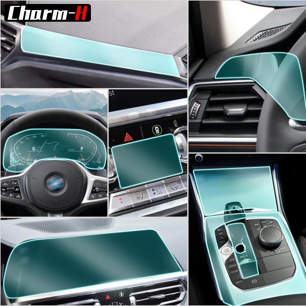 For BMW 3 Series G20 2019 2020 Car Door Center Console Media Film Central AC Navigation Screen TPU Protector Film Accessories