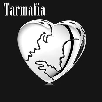 

New 925 Sterling Silver Mother and Baby Pattern Heart Charms fits Original TARMAFIA Bracelet DIY Jewelry Making Bijoux
