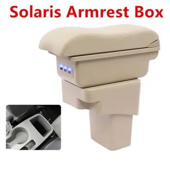 

For I30 Solaris Verna armrest box central Store content Storage box with cup holder ashtray USB interface