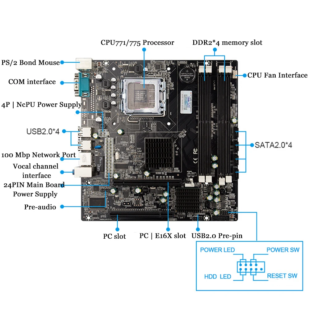 Компьютерная материнская плата для офиса SATA2.0 запчасти LGA771 775 Настольный ПК PCI-e аксессуары домашняя высокоскоростная материнская плата E5430 DDR2 USB2.0