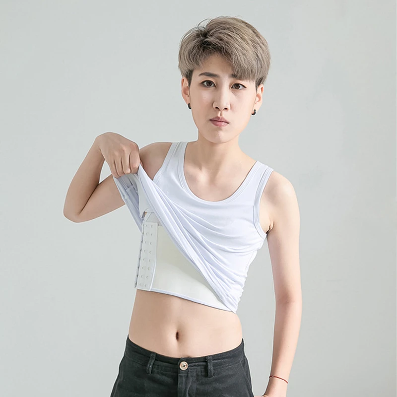 

S-4XL Wmen Trans Lesbian Tomboy Buckle Chest Breast Binder Breathable Corset Vest Tank Tops Les Cosplay Cotton Undershirt Les