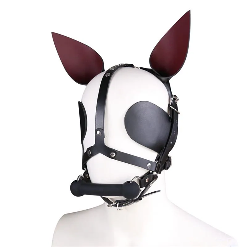 Unisex Leather Pony Girl Harness Head Piece Restraint Mask with Ears Eye Shade Bit Gag Horse Sex Fetish Cosplay Bondage Gear | Красота и