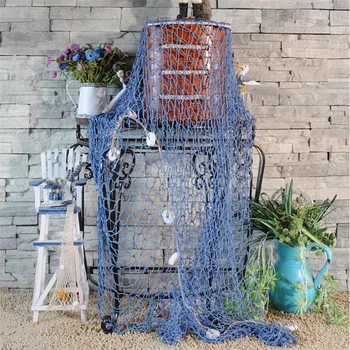 

Blue/White Fishing Net The Mediterranean Sea Style Wall Stickers Big Fishing Net Decoration Home Decoration Wall Hangings