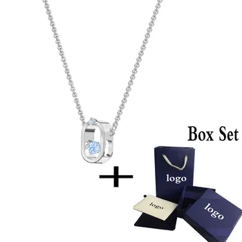 

2020 SWA summer fashion new style blue crystal high quality silver necklace, the best gift for gifts, perfect choice for girls