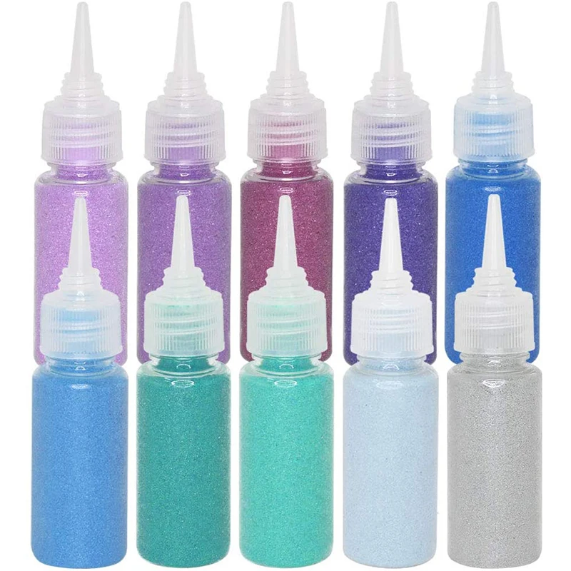 10pcs Assorted Colors DIY Bottle Color Sand Kit Craft/Terrarium Art Painting Drawing Toy for Kids - Blues | Дом и сад