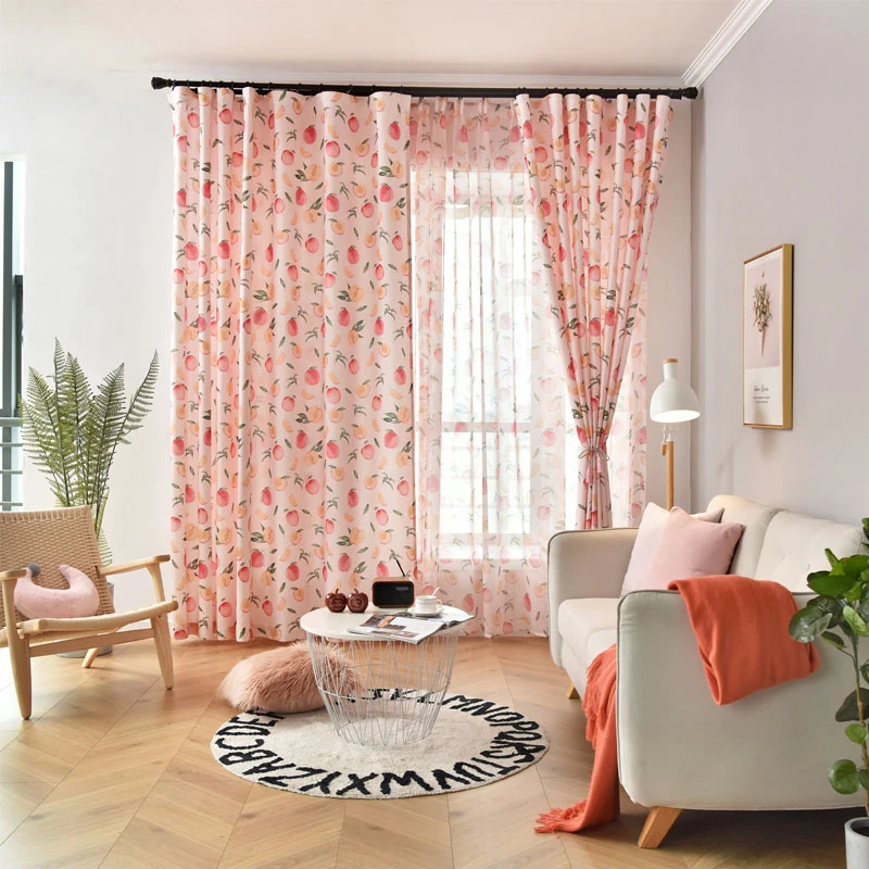 Beautiful Printed Peach Blackout Curtains For Living Room Kitchen Bedroom Home Improvement Blinds Finished Drapes Curtains Aliexpress