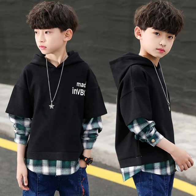 Kids Clothes Boys Shirts New Plaid Clothes Hoodie Long Sleeve Patchwork Tops  Children Clothing 4 5 6 7 8 9 11 12 13 Years - AliExpress