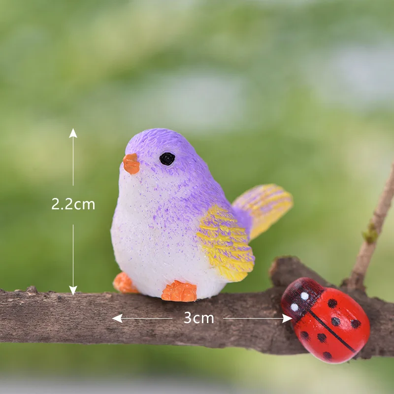 DIY Colored bird mini miniature figurines fairy garden home decor desk decoration accessories christmas miniatures - Цвет: 2