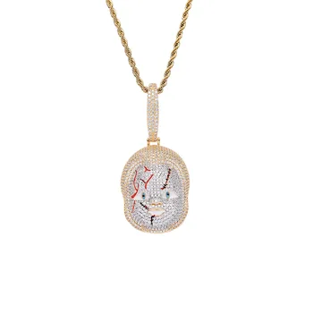 

Hip Hop Micro Paved AAA+ Cubic Zirconia Bling Iced Out The Film Child Avatar Play Pendants Necklace for Men Rapper Jewelry