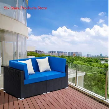

[US Stock]Fully Equipped Weaving Rattan Sofa Set with 2pcs Corner Sofas Black