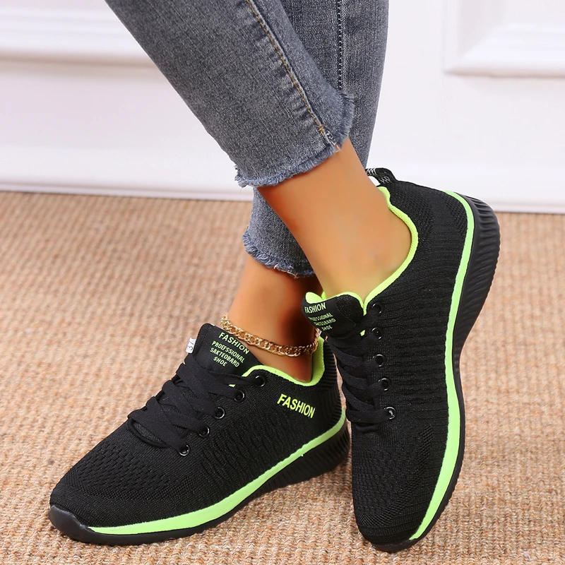 2021Womens Casual Sports Shoes Lightweight Comfortable Breathable Unisex Running Sneakers Tennis Lace-up Shoes Zapatos De Mujer