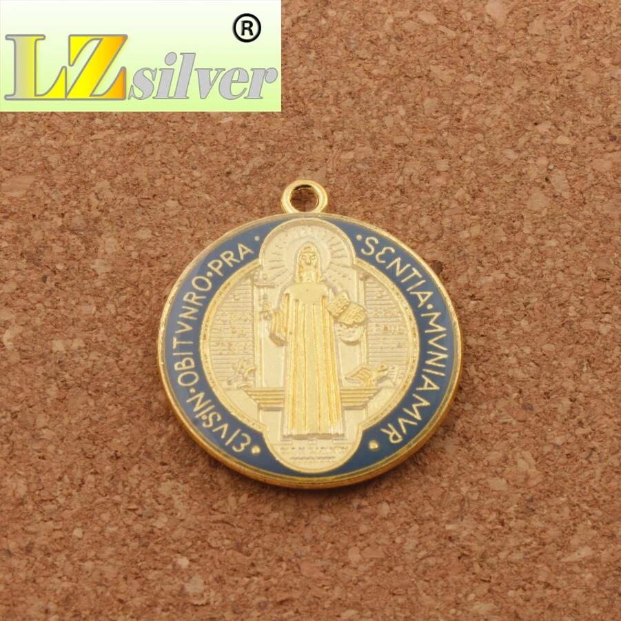 CB Set of 10 St Benedict Medals 7/8 Inch Metal Saint Pendant Bulk Lot