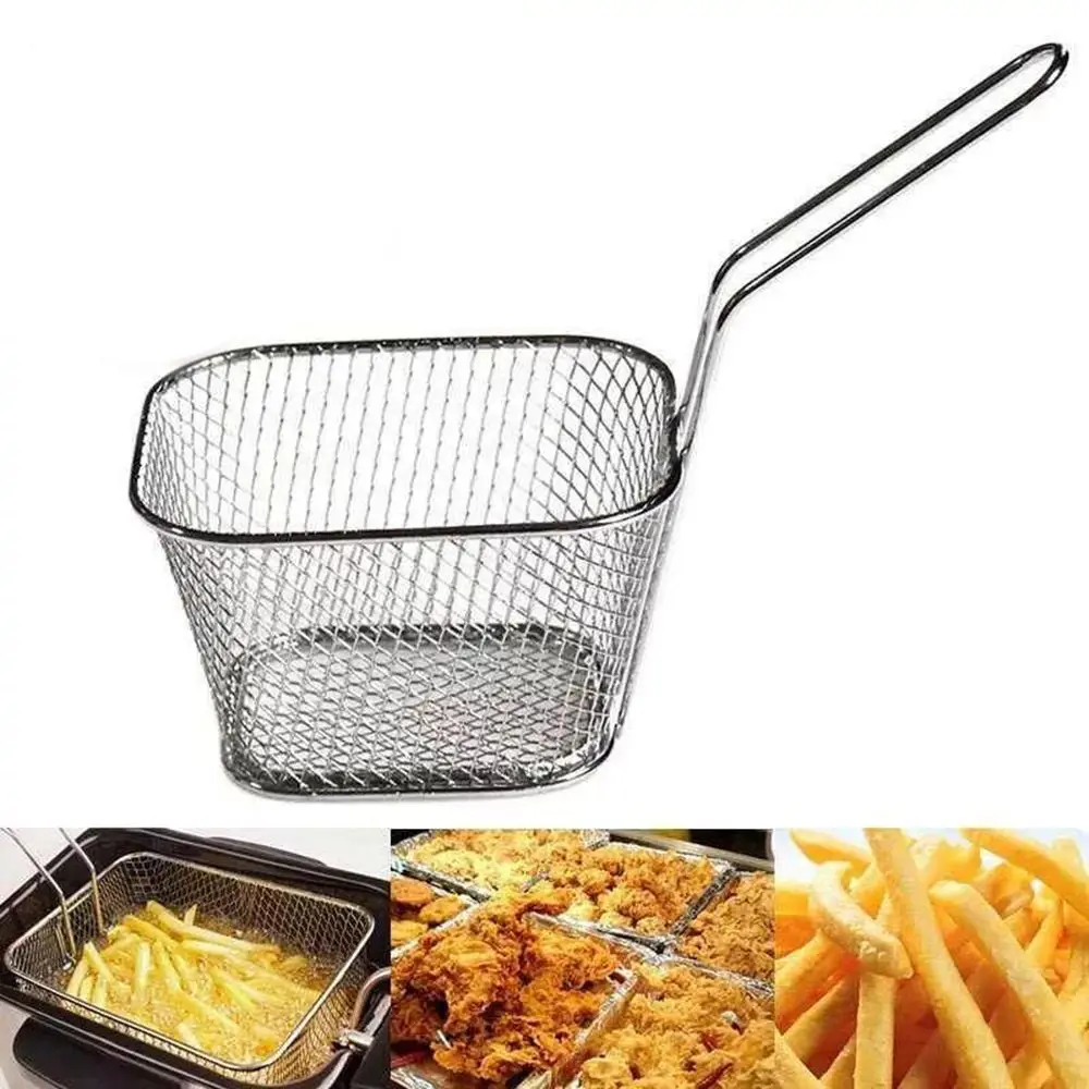 

Portable Chips Frying Basket Metal French Fries Basket Strainer Fryer Mini Household Frying Food Cooking Tools Kitchen Supplies