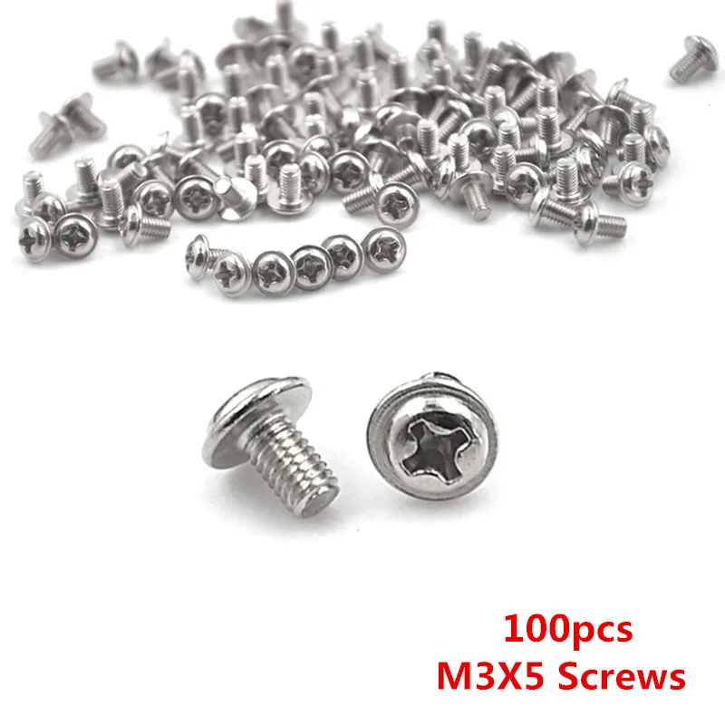 100Pcs M3X5 Screws 5mm PC Case Hard Drive Precision PSU 6/32" Hex Silver Screws For Computer Floppy DVD ROM Motherboard
