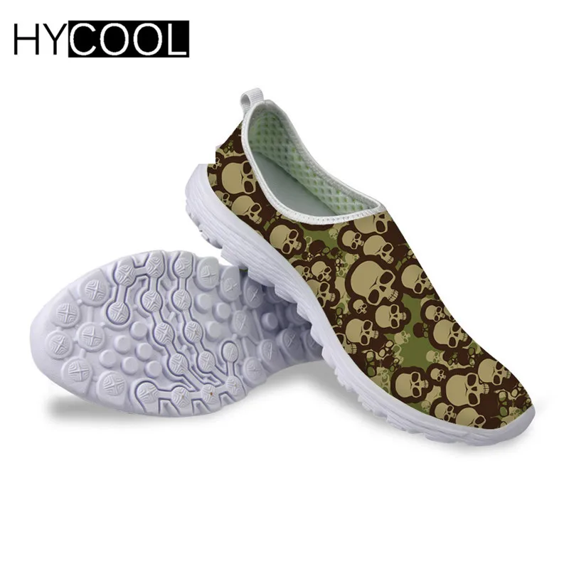 HYCOOL; Мужская прогулочная обувь с принтом черепа; женская спортивная обувь на плоской подошве; коллекция года; уличные летние кроссовки для мужчин; дышащая сетка