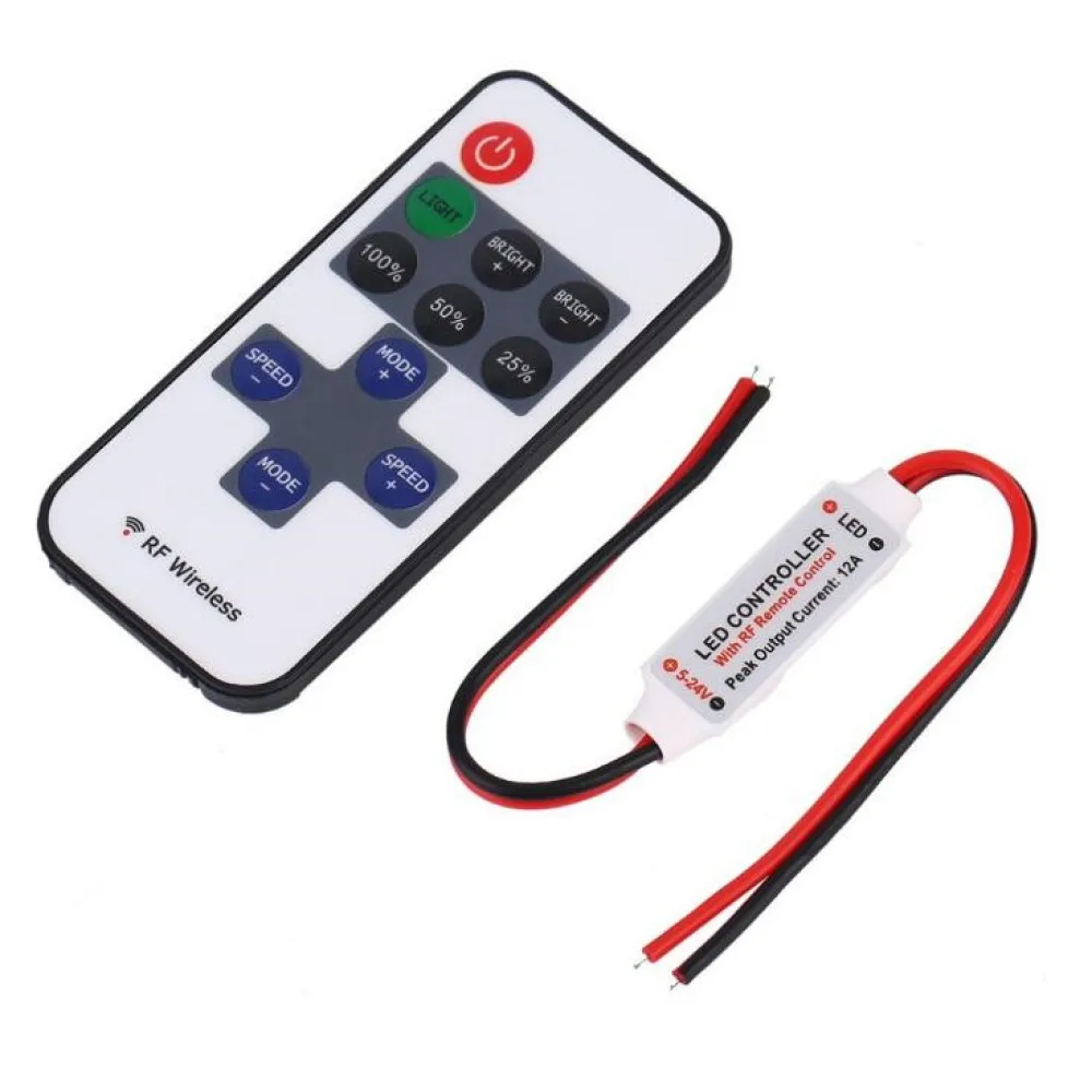 

LED Dimmer RF Remote DC 5-24V Controller For LED 5050/3528 Strip Single Color 11 Keys LED Strip Controller