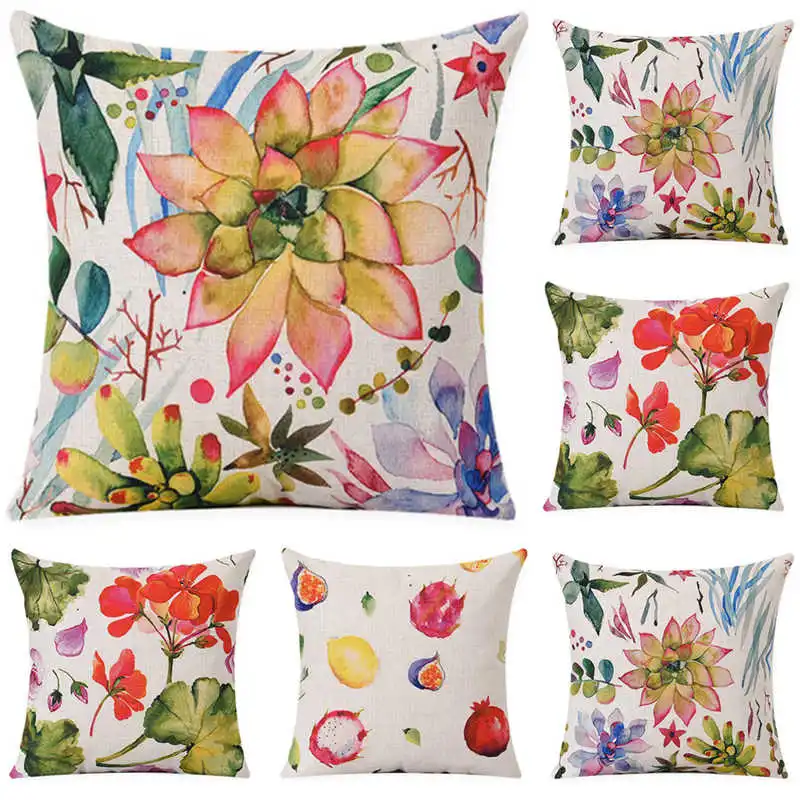 Textile Pillow Throw Pillow Case Printed Home Office Cotton Linen