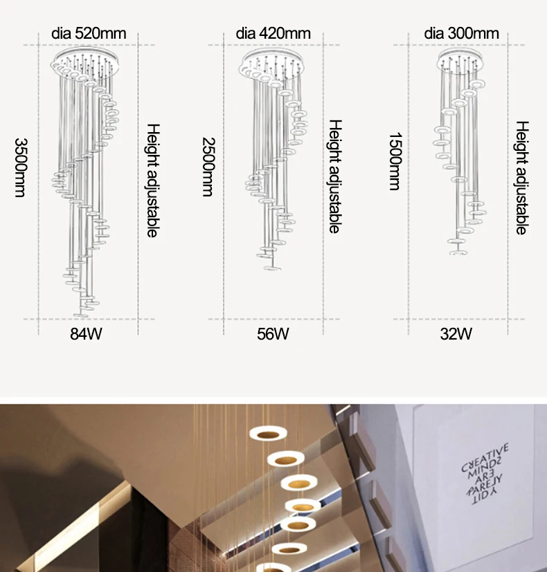 Спиральная люстра на лестницу для лестничной площадки гостиничный зал высокий Декор на потолок длинная люстра художественный Декор подвесная Подвесная лампа