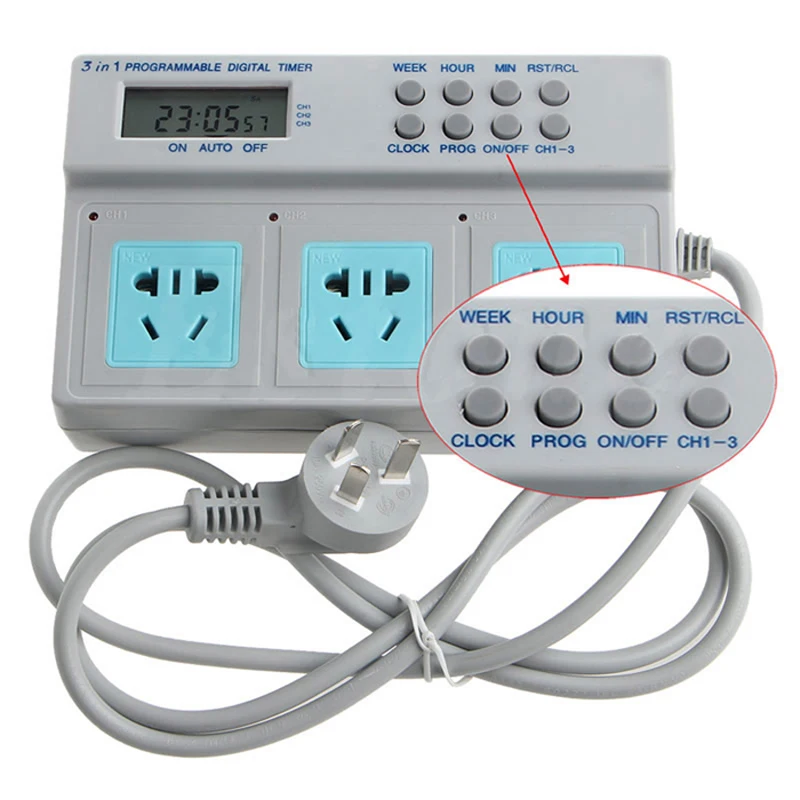 15MExtensionCordTimerSwitchSocketElectronicDigital220V50Hz7