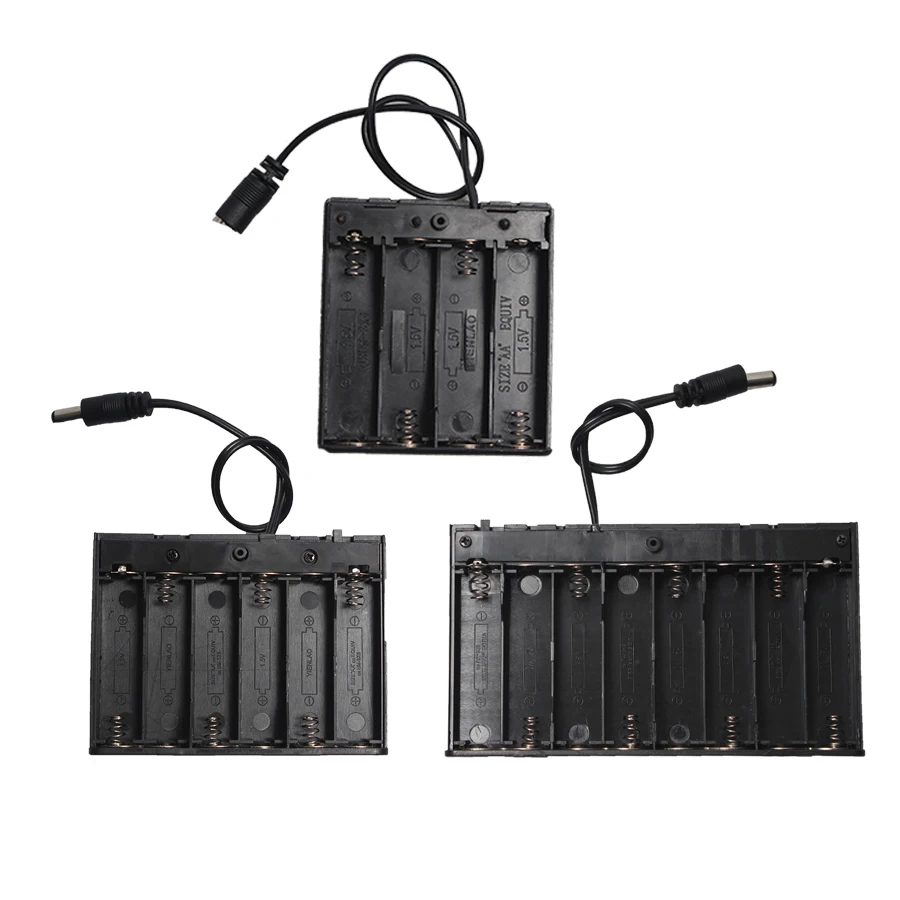 

1PCS 4X 6X 8X AA Battery Case Storage Holder Black Plastic With DC Plug Wire&Cover for Aa Battery Holder DIY