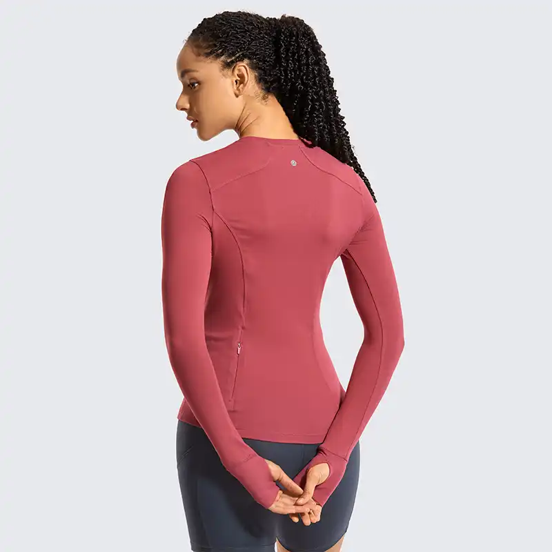 long sleeve running top with thumb holes