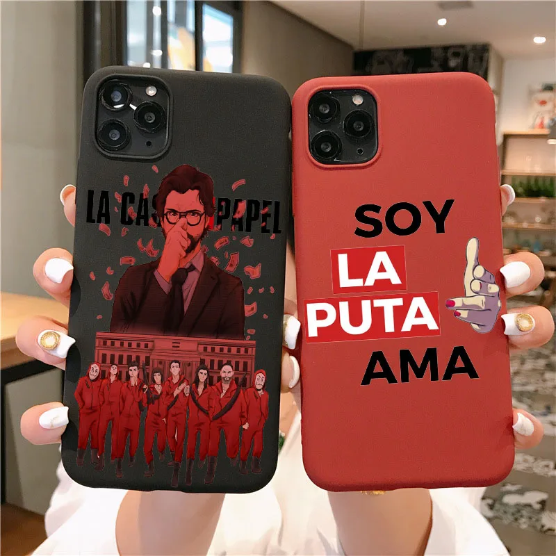 Испания ТВ деньги Heist дом бумага La Casa de papel мягкие черно красный корпус для Iphone 12 11