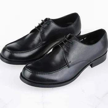 

Men's Leather Shoes Round Toe Pure Leather Formal Wear Work Wear High When Wedding Shoes Leather Shoes Chaussure Homme