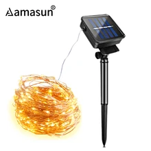 Светодиодный открытый Солнечный свет строка 50/100/200 светодиодный s Медный провод Фея праздник для рождественской вечеринки гирлянды Водонепроницаемый солнечного садового освещения