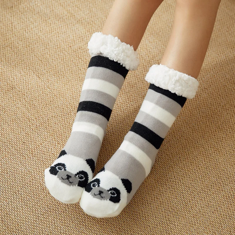 Рождественские носки-тапочки; коллекция года; зимние хлопковые шерстяные теплые милые носки; Новые корейские домашние тапочки в стиле Харадзюку для взрослых; нескользящие носки; модные - Цвет: A as picture