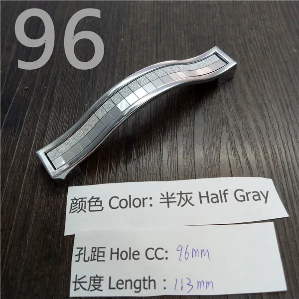 Кристальная ручка с отверстием CC 96 мм/128 мм серебристо-цветная кристальная Мебельная ручка для шкафа Ручка для выдвижных ящиков дверная ручка кухонная ручка - Цвет: Half Gray CC 96mm